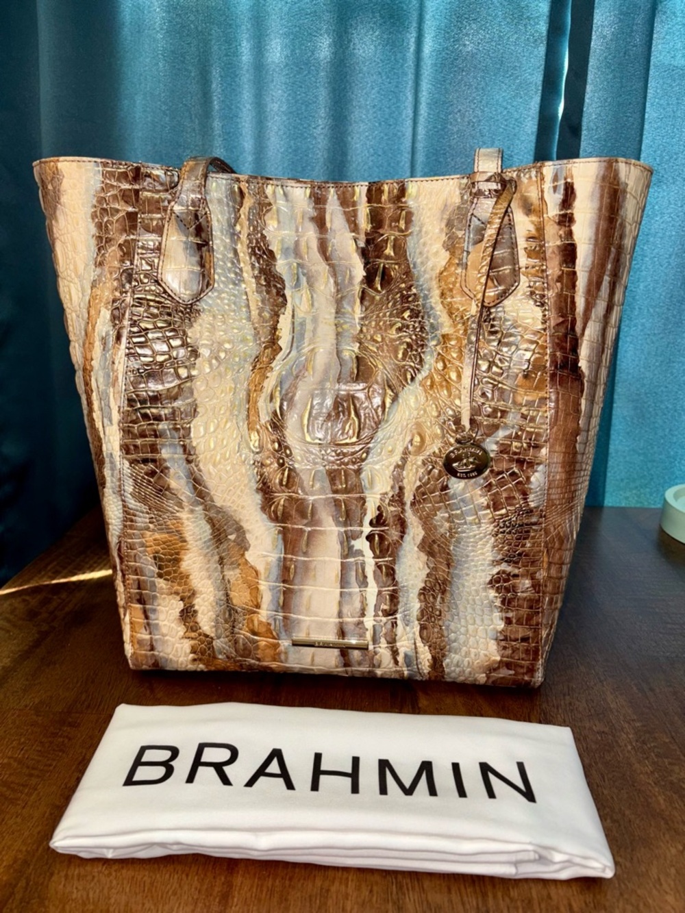 Brahmin GUC Jayden - Caribou - Leather Tote - RARE - FRONT EYE - Metallic